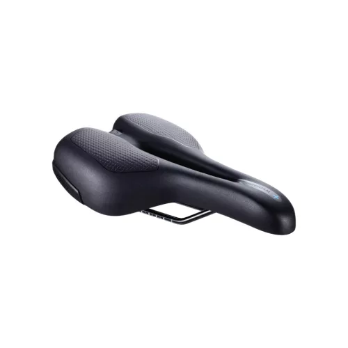 BBB Cycling kerékpáros nyereg BSD-111 SportPlus, unisex, aktív kerékpározási testtartáshoz ajánlott, emlékező szivacsos, 170mm széles, fekete