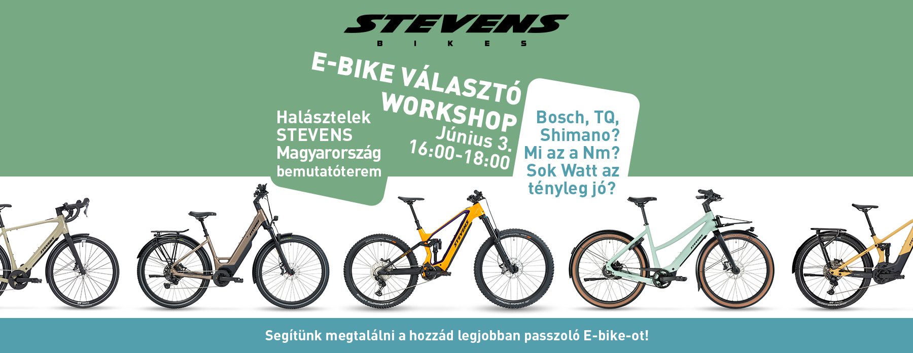 E-bike választó Workshop  - Június 3. Halásztelek